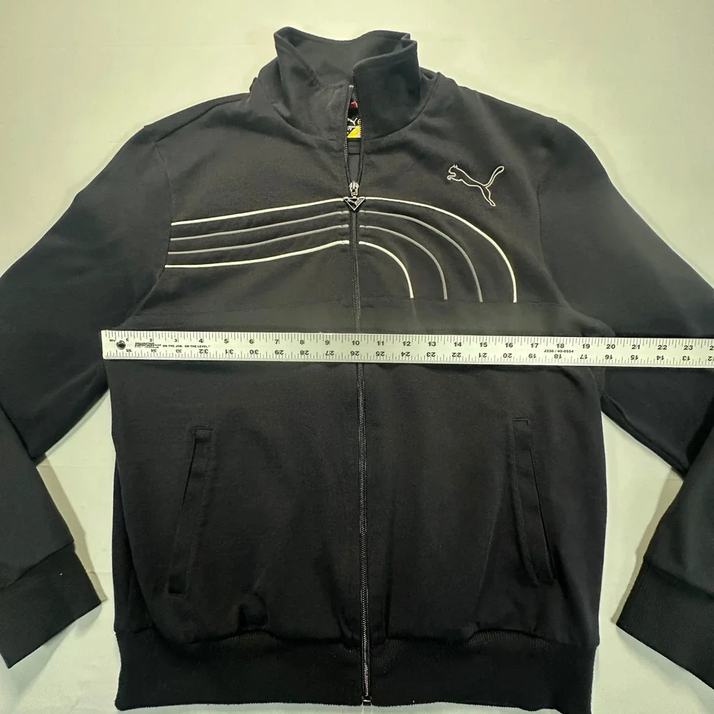 Puma Mens Track Jacket Black Full Zip Graphic Logo Small 812579